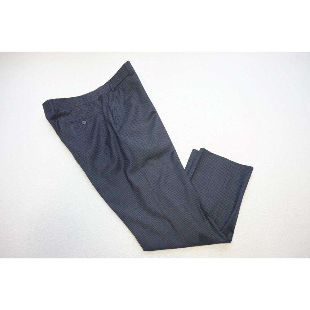 Penguin Munsingwear Plaid Wool-Poly Dress Pants Stretch Flat Mens Size 36 x 30